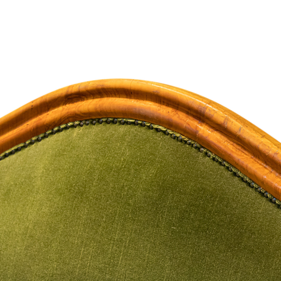 Biedermeier Rolled Arm Sofa with Green Upholstery