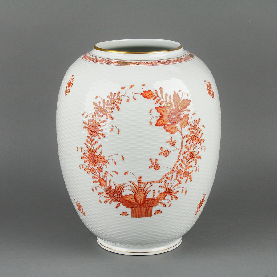 HEREND Indian Basket Green Vase 6952/FH