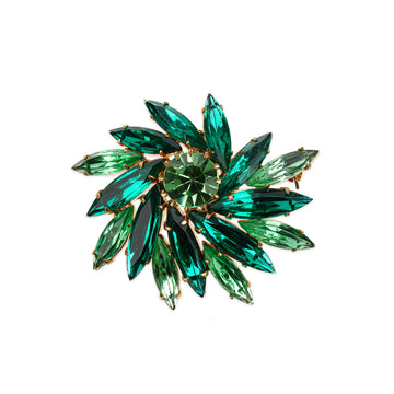 Vintage Brooch - Light & Dark Green Pinwheel