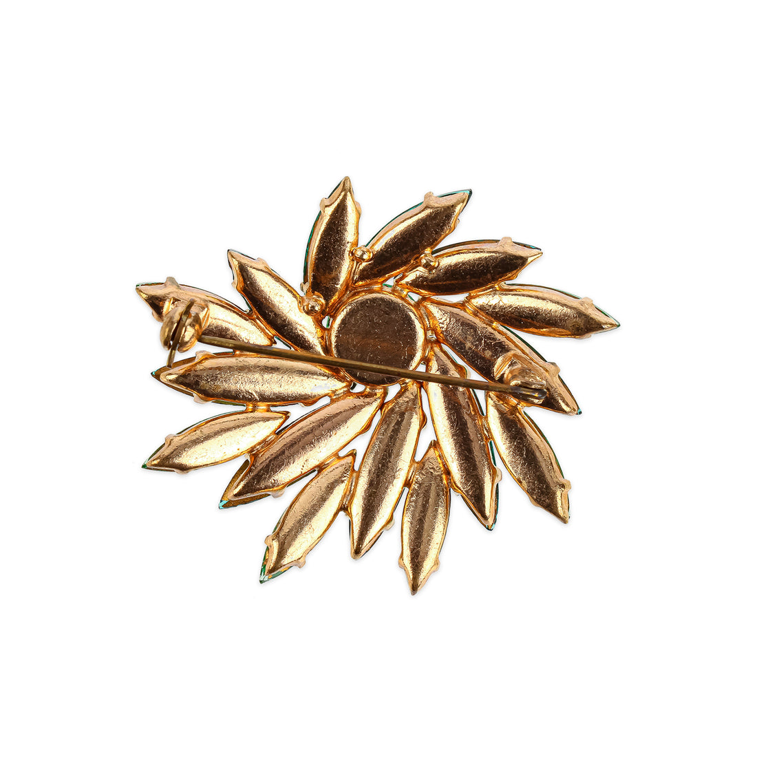 Vintage Brooch - Light & Dark Green Pinwheel
