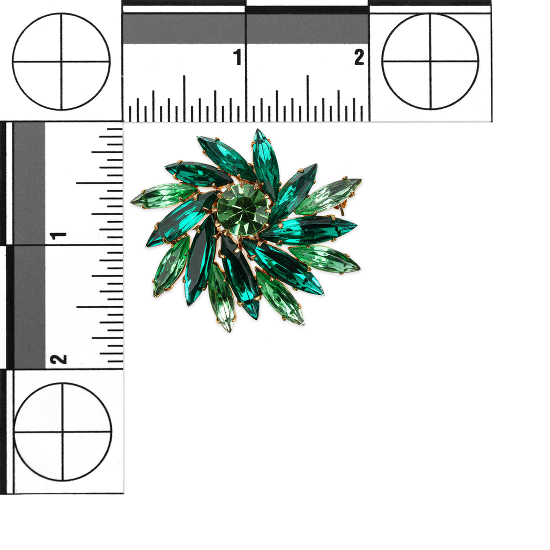 Vintage Brooch - Light & Dark Green Pinwheel