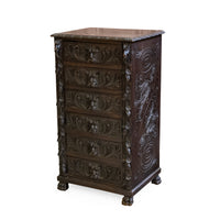 Vintage Carved Blackened Oak Drawers