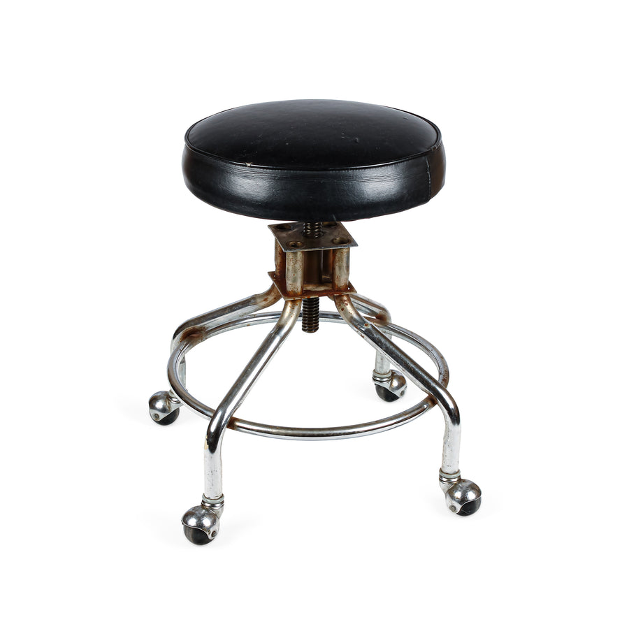 Vintage Chrome & Vinyl Stool