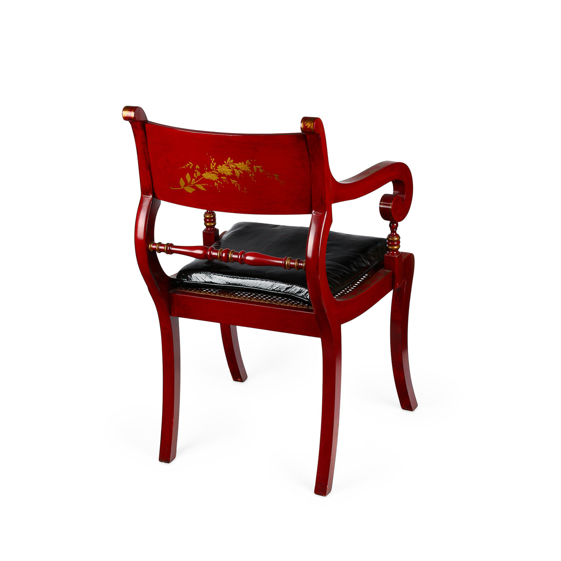 Vintage Hand-Painted Chinoiserie & Cane Seat Armchairs - Set of 2