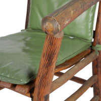Vintage Hickory Stick Armchairs with Green Cushions