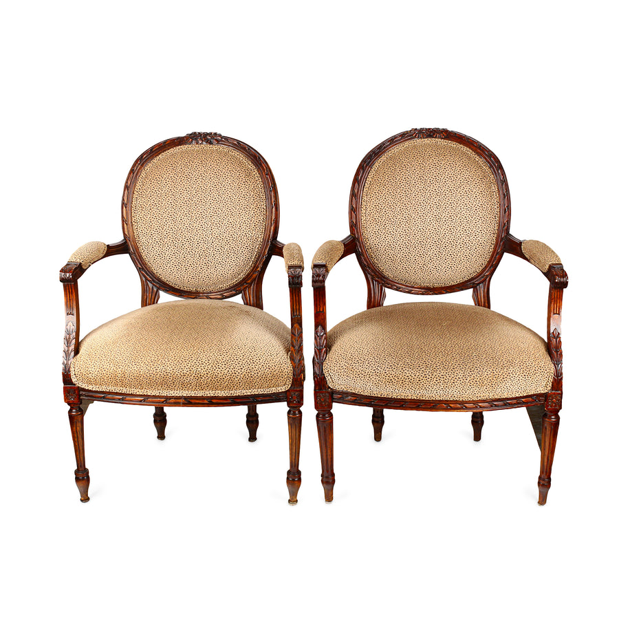 PAIR Vintage Louis Style Fauteuil Chairs