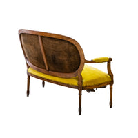 Vintage Louis XVI Style Settee with Gold Velvet Upholstery