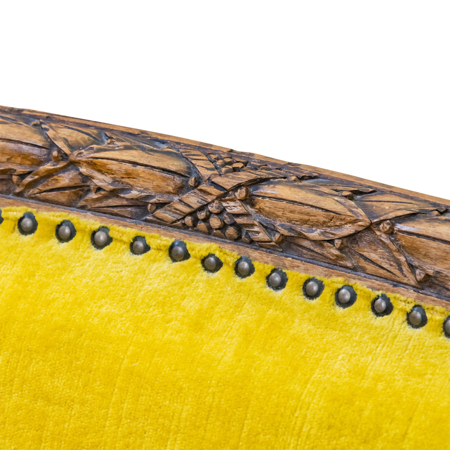 Vintage Louis XVI Style Settee with Gold Velvet Upholstery