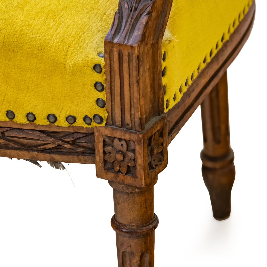 Vintage Louis XVI Style Settee with Gold Velvet Upholstery