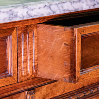 Vintage Marble Top Oak Buffet