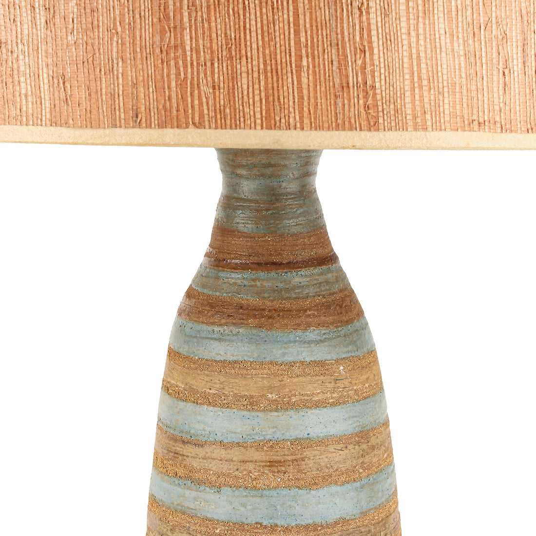 Vintage Midcentury Modern Ceramic Table Lamp with Reed Shade