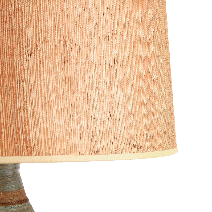 Vintage Midcentury Modern Ceramic Table Lamp with Reed Shade