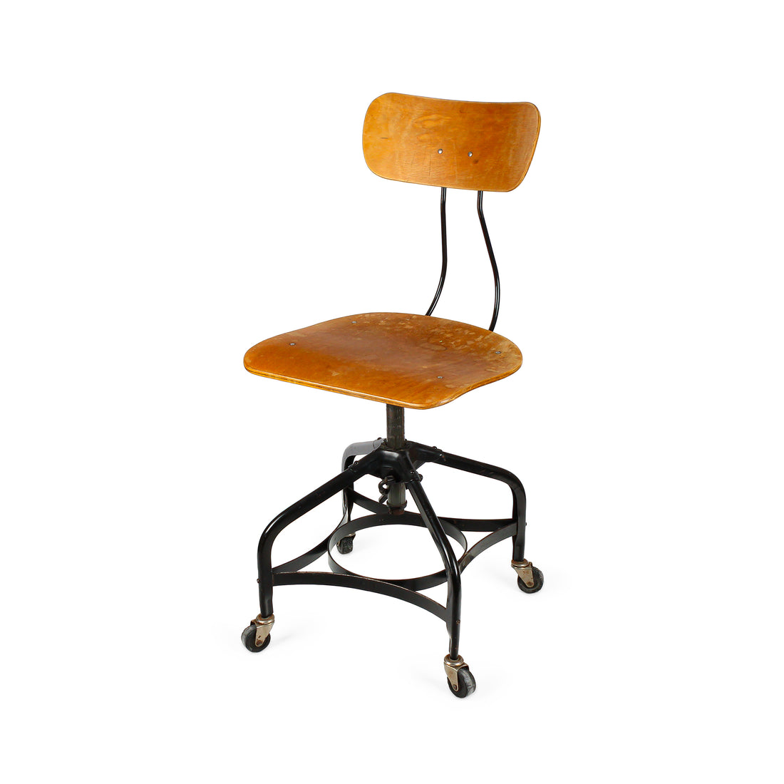 Vintage Plywood & Steel Drafting Chair