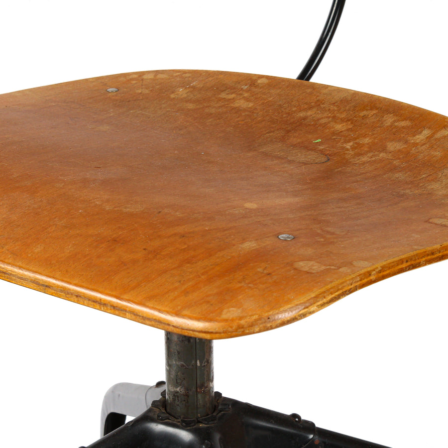 Vintage Plywood & Steel Drafting Chair