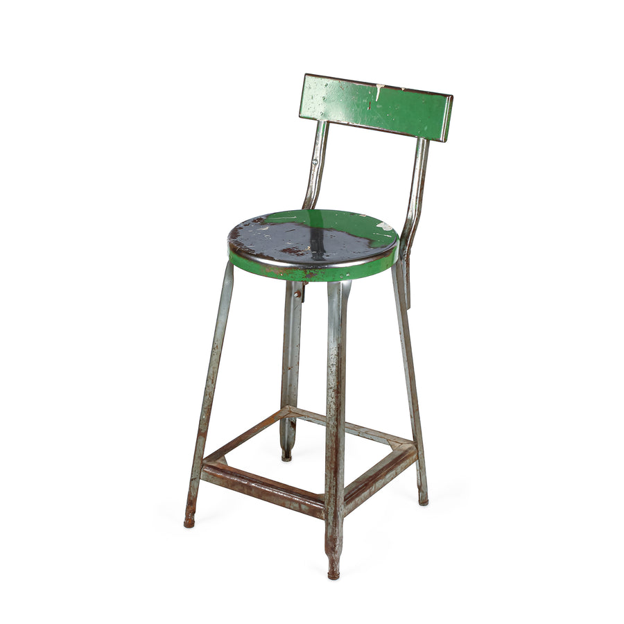 Vintage Steel Stool - Green