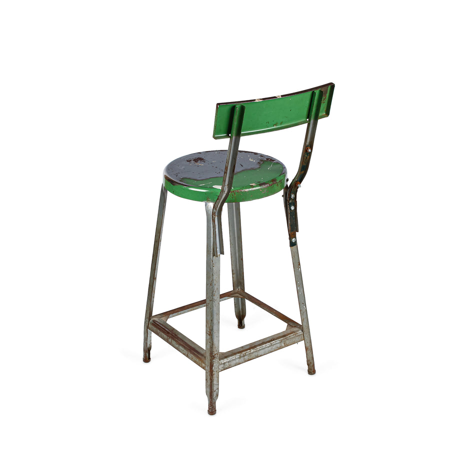 Vintage Steel Stool - Green