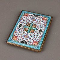 Vintage Persian Enamel & White Metal Cigarette Case