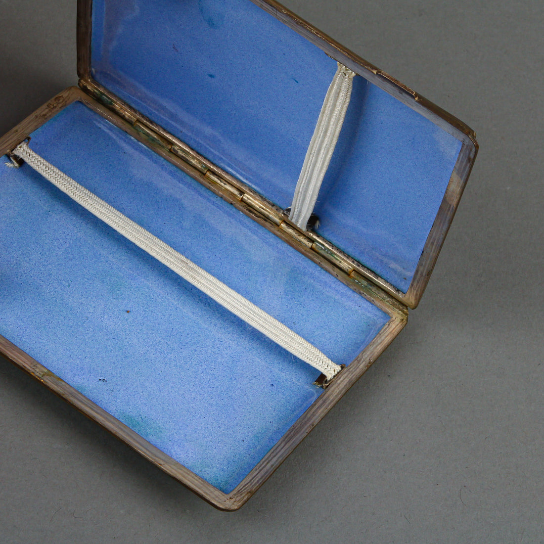 Vintage Persian Enamel & White Metal Cigarette Case