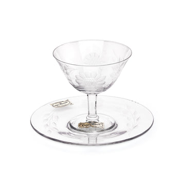 W.J. HUGHES Cornflower Crystal Dessert Coupes & Plates - 11 Pieces