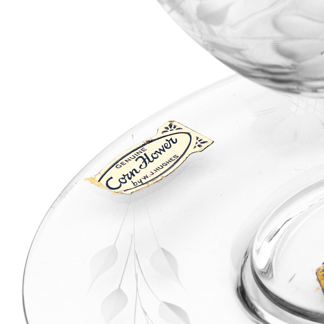 W.J. HUGHES Cornflower Crystal Dessert Coupes & Plates - 11 Pieces