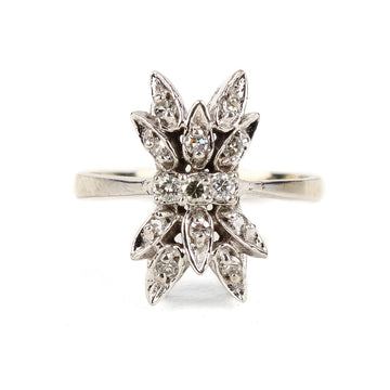 14K White Gold Diamond Cluster Ring