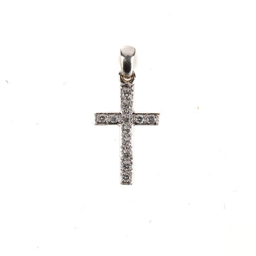 14K White Gold  Diamond Cross Pendant