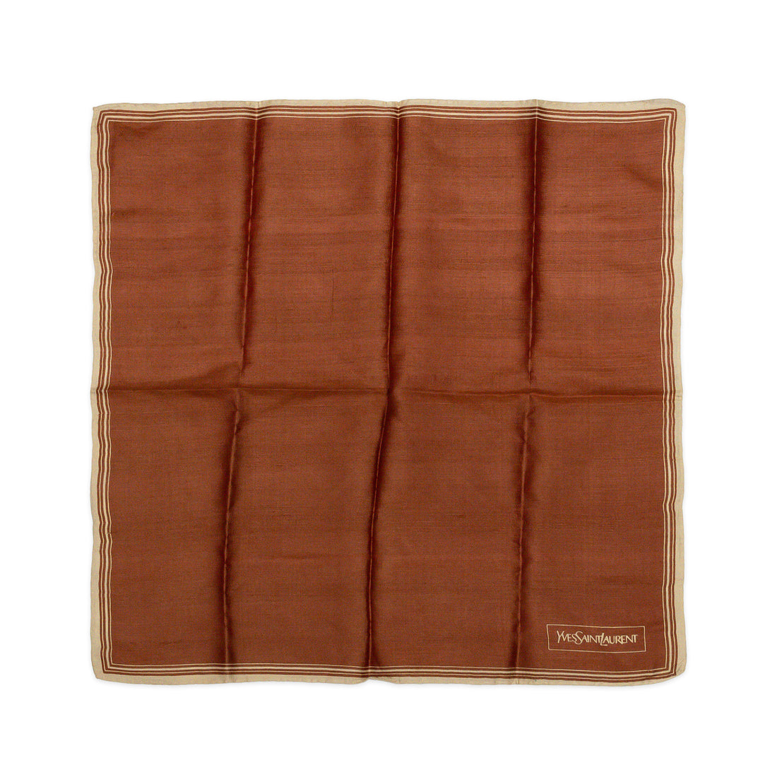 YVES SAINT LAURENT Silk Pocket Square - Rust Beige