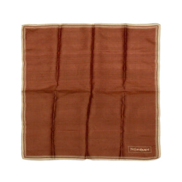 YVES SAINT LAURENT Silk Pocket Square - Rust & Beige