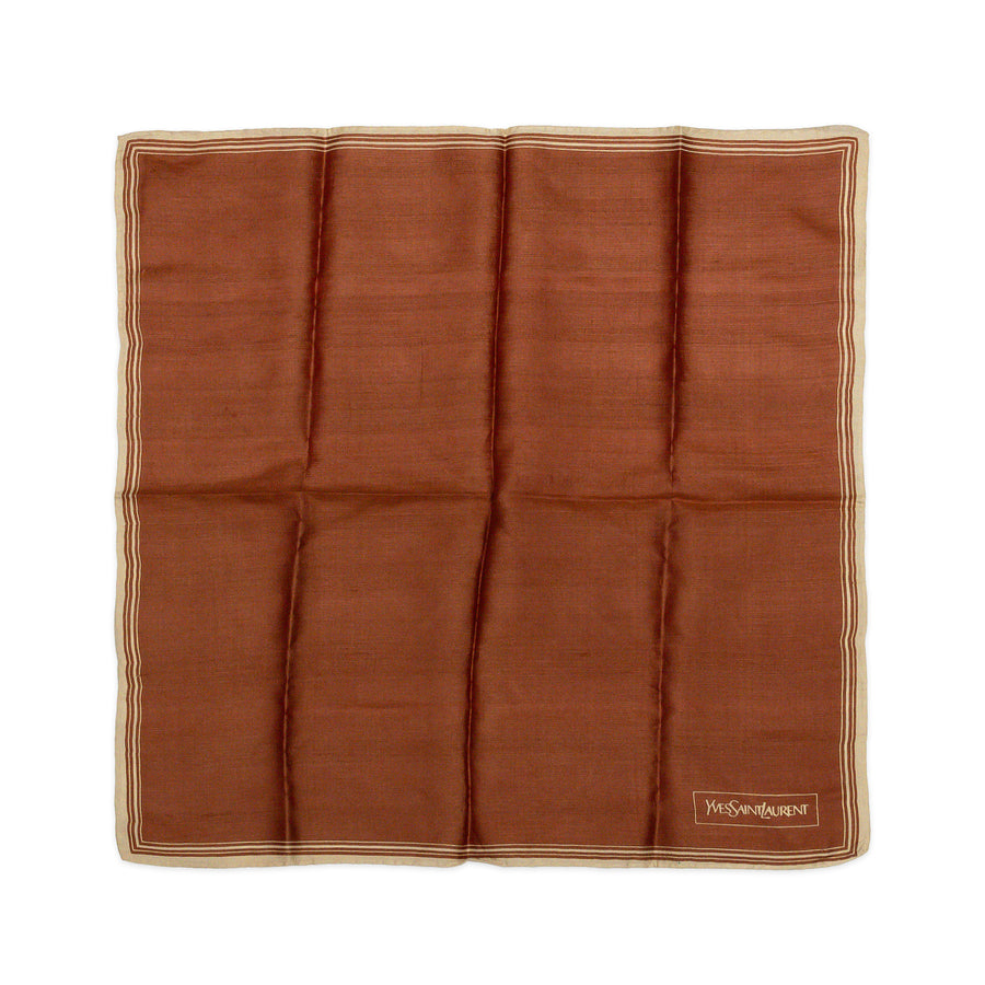 YVES SAINT LAURENT Silk Pocket Square - Rust Beige