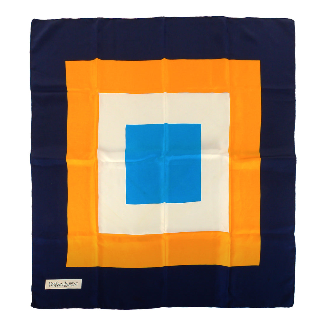 YVES STAINT LAURENT Silk Scarf - Blue, Yellow, & White Square