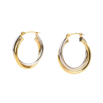 14K Yellow & White Gold Twisted Hoop Earrings