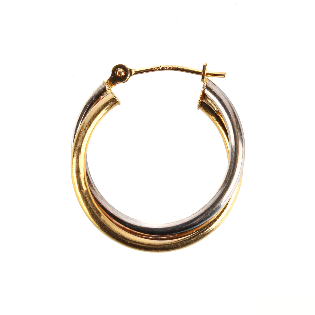 14K Yellow & White Gold Twisted Hoop Earrings