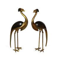 Yellow & Oxidized Bronze Peacocks - Set of 2