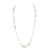 14K Yellow Gold Textured Oval Link Long Necklace