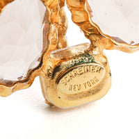 SCHREINER Gold Tone Rhinestone Pearl Domed Brooch