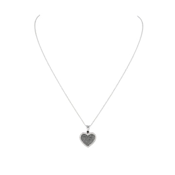 18K White Gold Black White Diamond Heart Pendant Necklace
