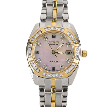 CITIZEN Eco Drive Mother of Pearl Crystal Ladies Watch