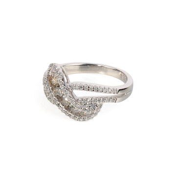 10K White Gold 2-Tone Diamond Crossover Ring