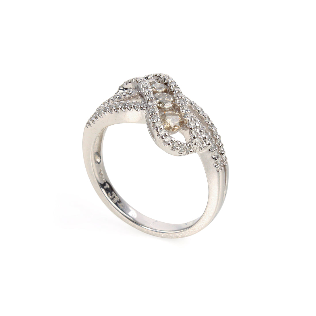 10K White Gold 2-Tone Diamond Crossover Ring