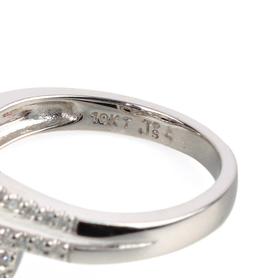 10K White Gold 2-Tone Diamond Crossover Ring
