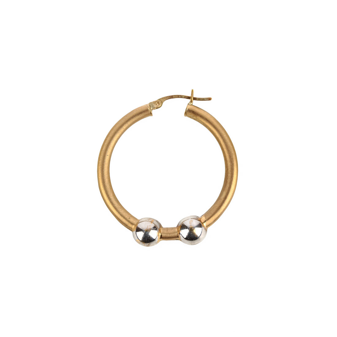 10K Yellow & White Gold Bead Hoop Earrings