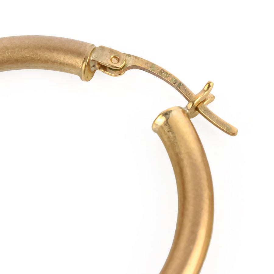 10K Yellow & White Gold Bead Hoop Earrings