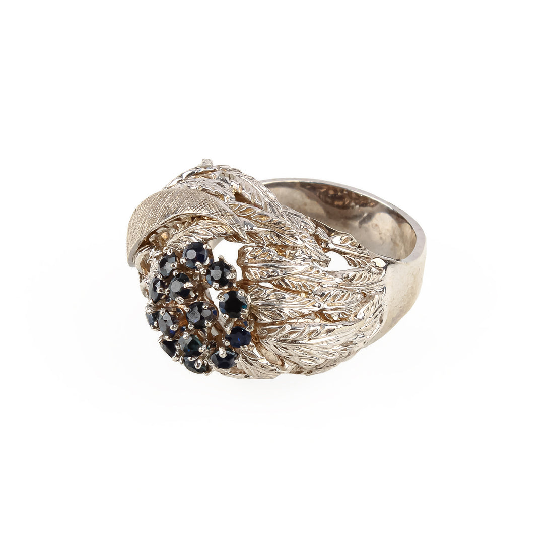 14-18K White Gold Sapphire Cluster Ring