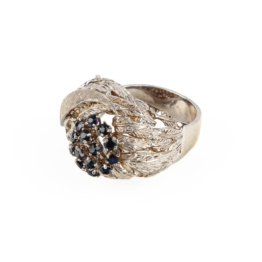 14-18K White Gold Sapphire Cluster Ring