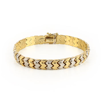 14K 2-Tone Heart Link Bracelet
