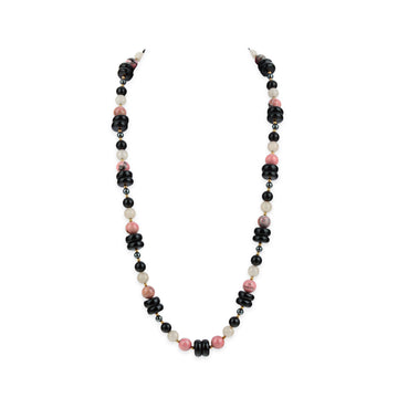 14K Onyx, Rhodonite, Quartz, & Hematite Necklace