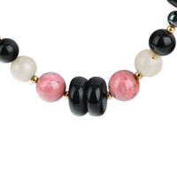 14K Onyx, Rhodonite, Quartz, & Hematite Necklace