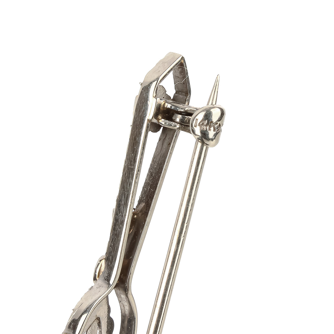 14K White Gold Art Deco Diamond Brooch