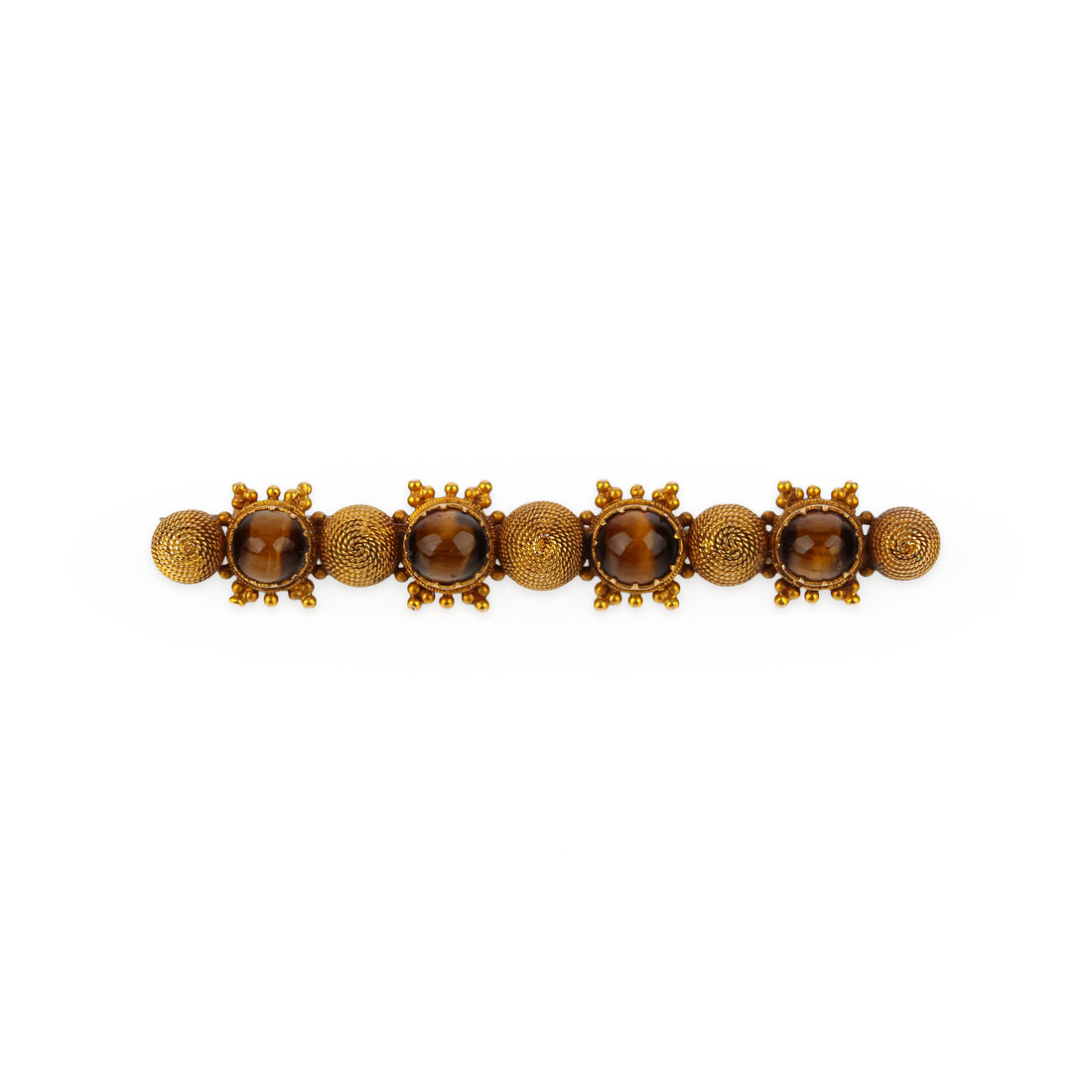 14K Yellow Gold Cabochon Tiger's Eye Bar Pin