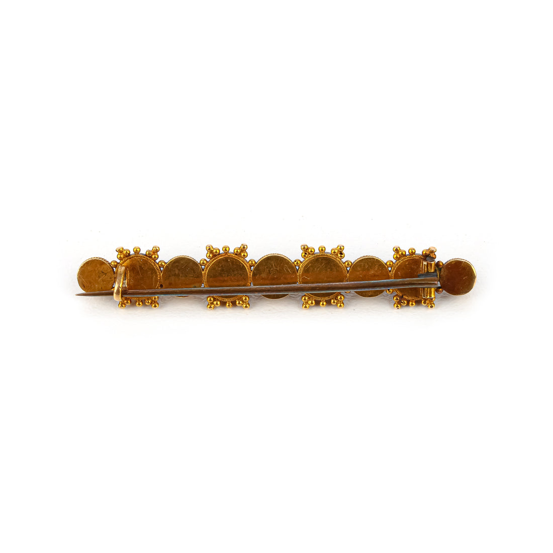 14K Yellow Gold Cabochon Tiger's Eye Bar Pin